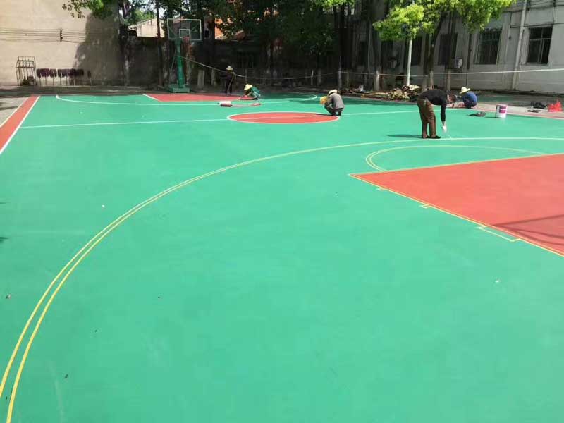 運動地板膠廠家_室外運動地膠施工